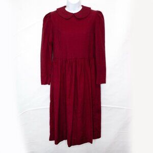 Vintage Laura Ashley Red Midi Dress Women S Small Peter Pan Collar Prairie BB10X